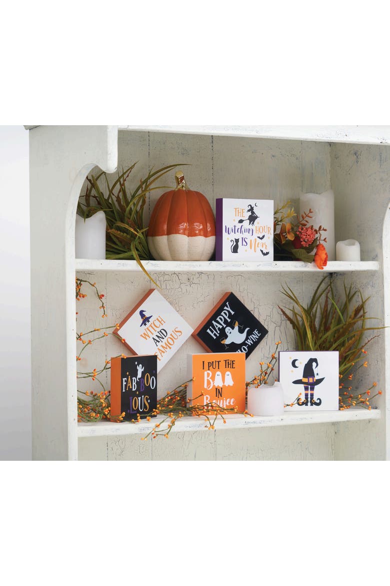 5" "Boo In Boujee" Script Block with Ghosts Halloween Shelf Sitter Decoration, Alternate, color, Orange