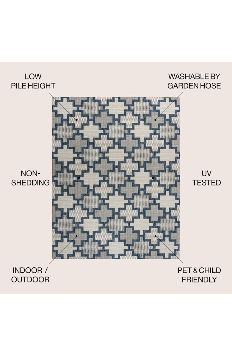 JONATHAN Y Cyrus Modern Geometric Tile Pattern Indoor/Outdoor Area Rug, Alternate, color, Navy/Cream