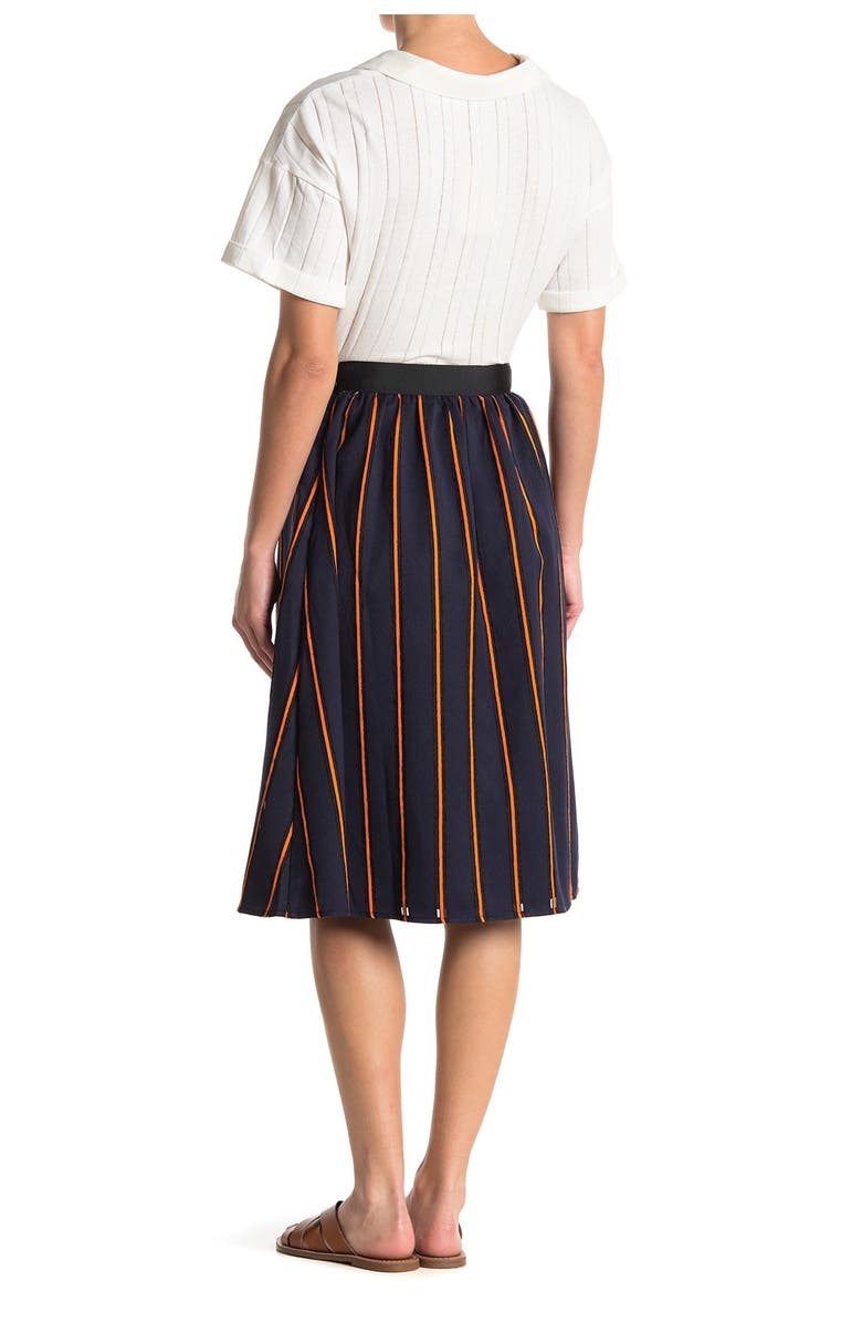 FRNCH Stripe Print Midi Skirt, Main, color, 