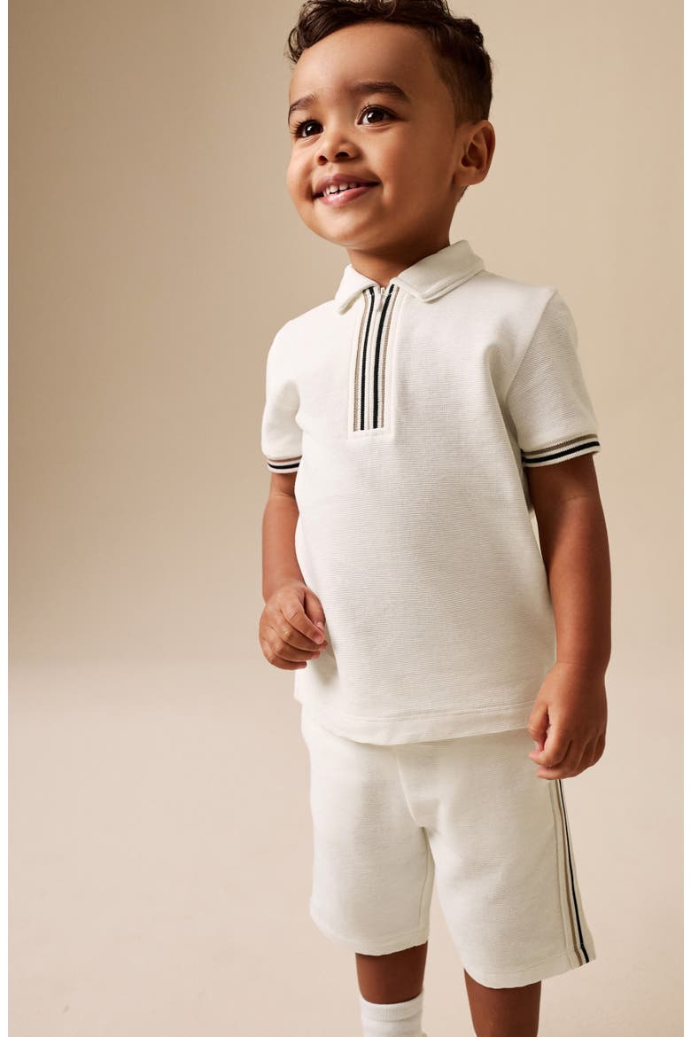 Kids' Zip Polo & Shorts Set, Alternate, color, WHITE