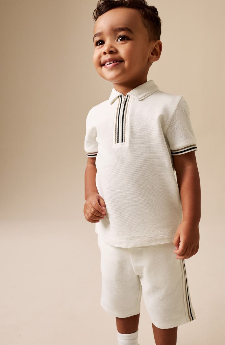 NEXT Kids' Zip Polo & Shorts Set, Alternate, color, White