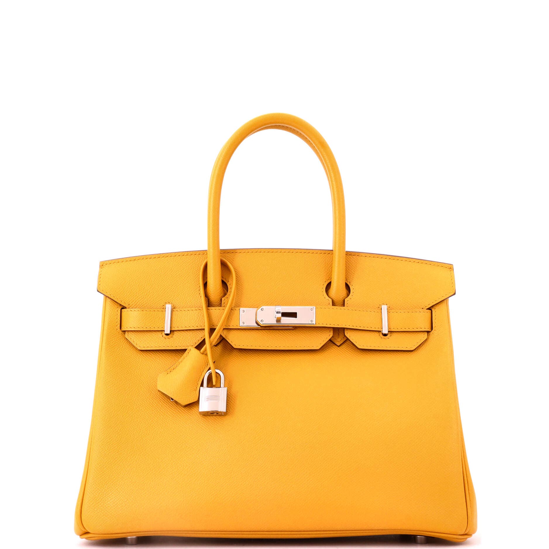 Pre-Owned Hermes Birkin Handbag Yellow Epsom with Palladium Hardware 30, Main, color, Jaune Ambre