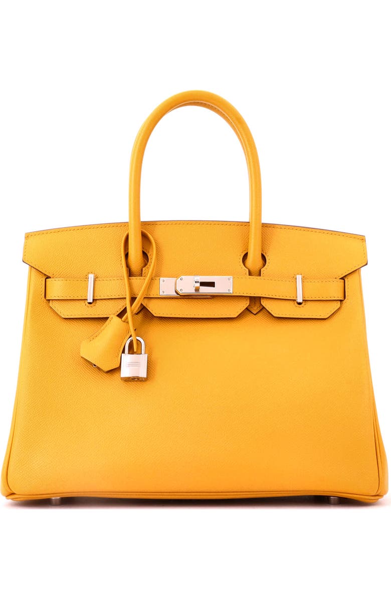 Pre-Owned Hermes Birkin Handbag Yellow Epsom with Palladium Hardware 30, Main, color, Jaune Ambre