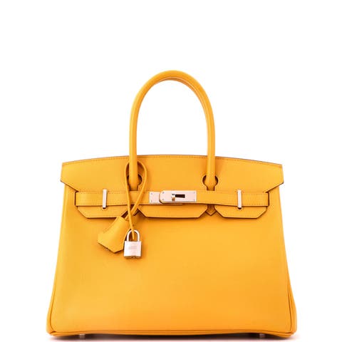 Birkin Handbag Yellow Epsom with Palladium Hardware 30