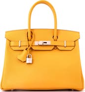 Pre-Owned Hermes Birkin Handbag Yellow Epsom with Palladium Hardware 30