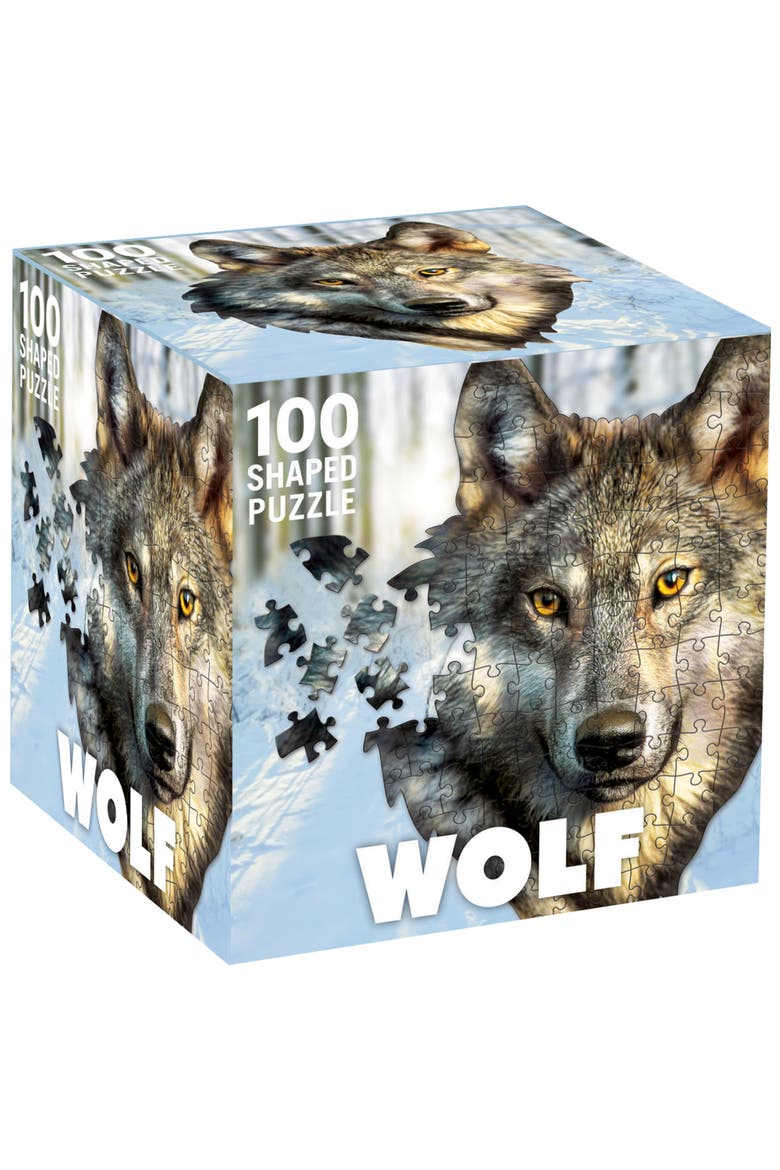 Wolf 100 Piece Shaped Jigsaw Puzzle, Main, color, Multicolor