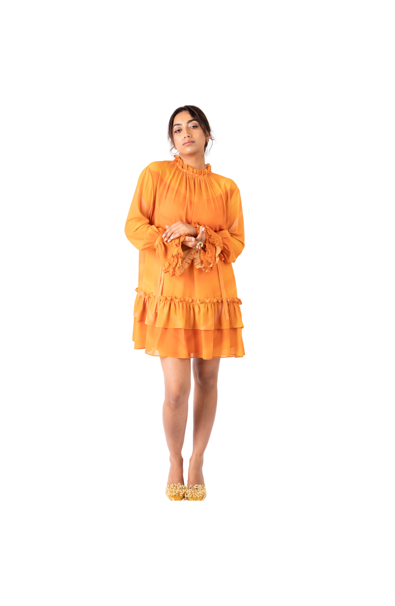 RICHANTEE Ruffles Mini Dress, Alternate, color, Orange