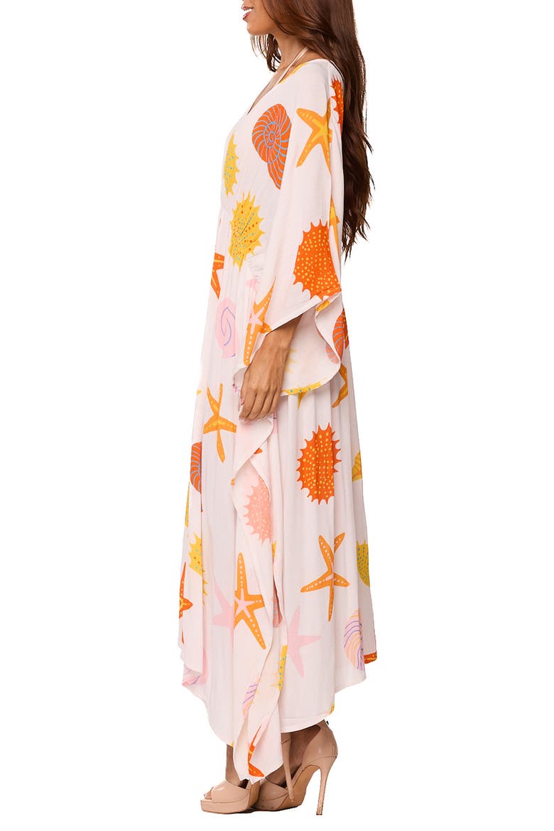 Longline Cover-Up Caftan, Alternate, color, CORAL
