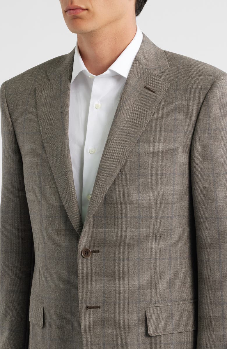 Canali Siena Regular Fit Brown Glen Plaid Impeccabile Wool Suit, Alternate, color, Beige