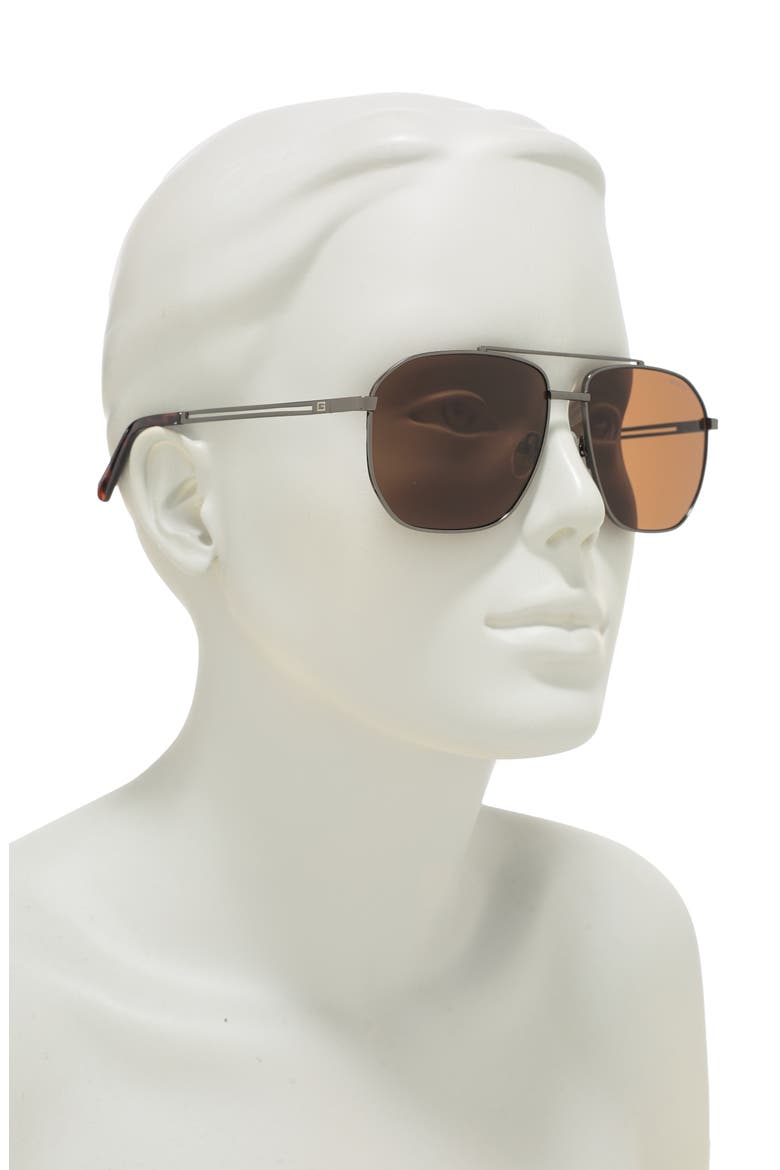 59MM Navigator Sunglasses, Alternate, color, SHINY GUNMETAL / BROWN