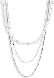 NORDSTROM RACK Faux Pearl Layered Chain Necklace