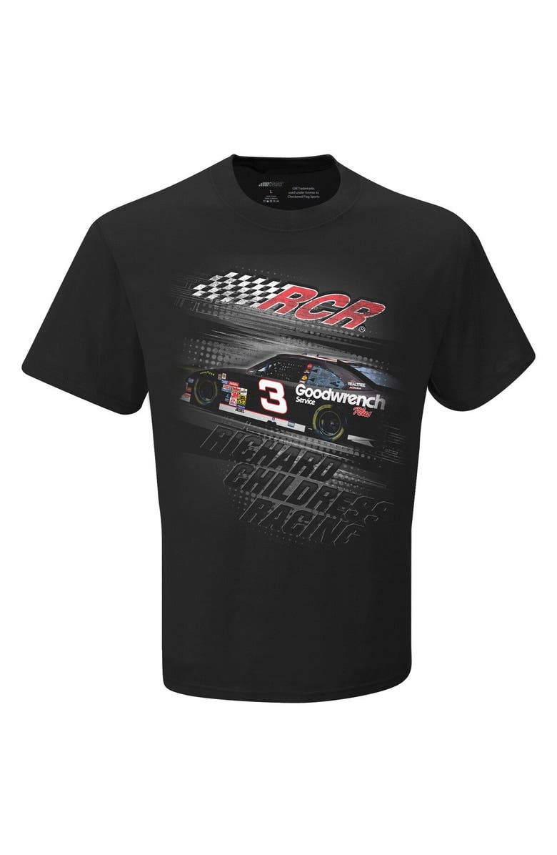 CHECKERED FLAG Men's Checkered Flag Black Richard Childress Racing Goodwrench T-Shirt, Alternate, color, 