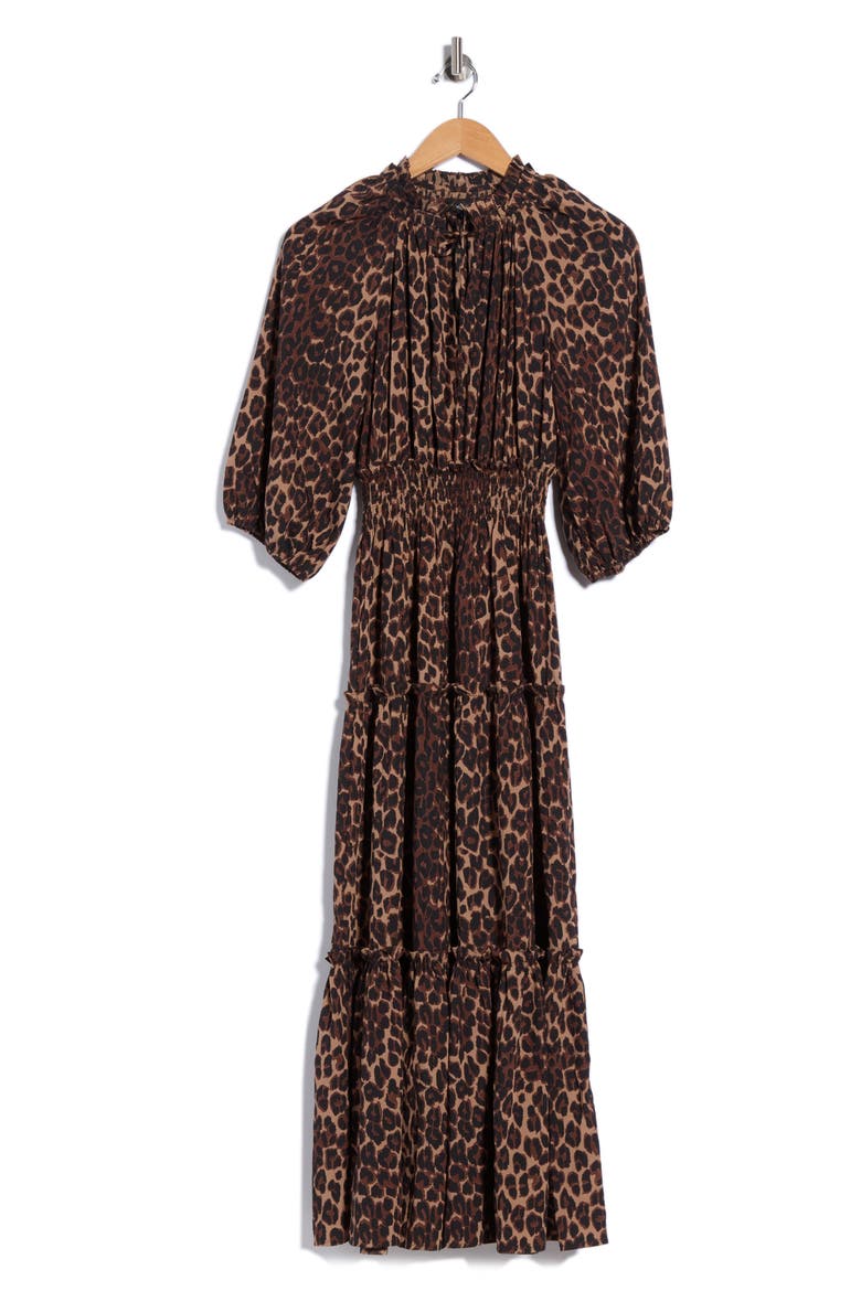 Caterine Smocked Waist Dress, Main, color, BROWN NALA