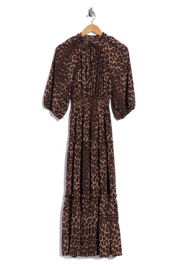 Rails Caterine Smocked Waist Dress In Brown Nala
