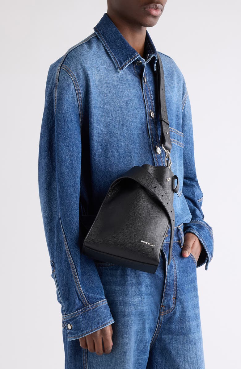 Givenchy Small Belted Leather Sling Bag, Alternate, color, Black
