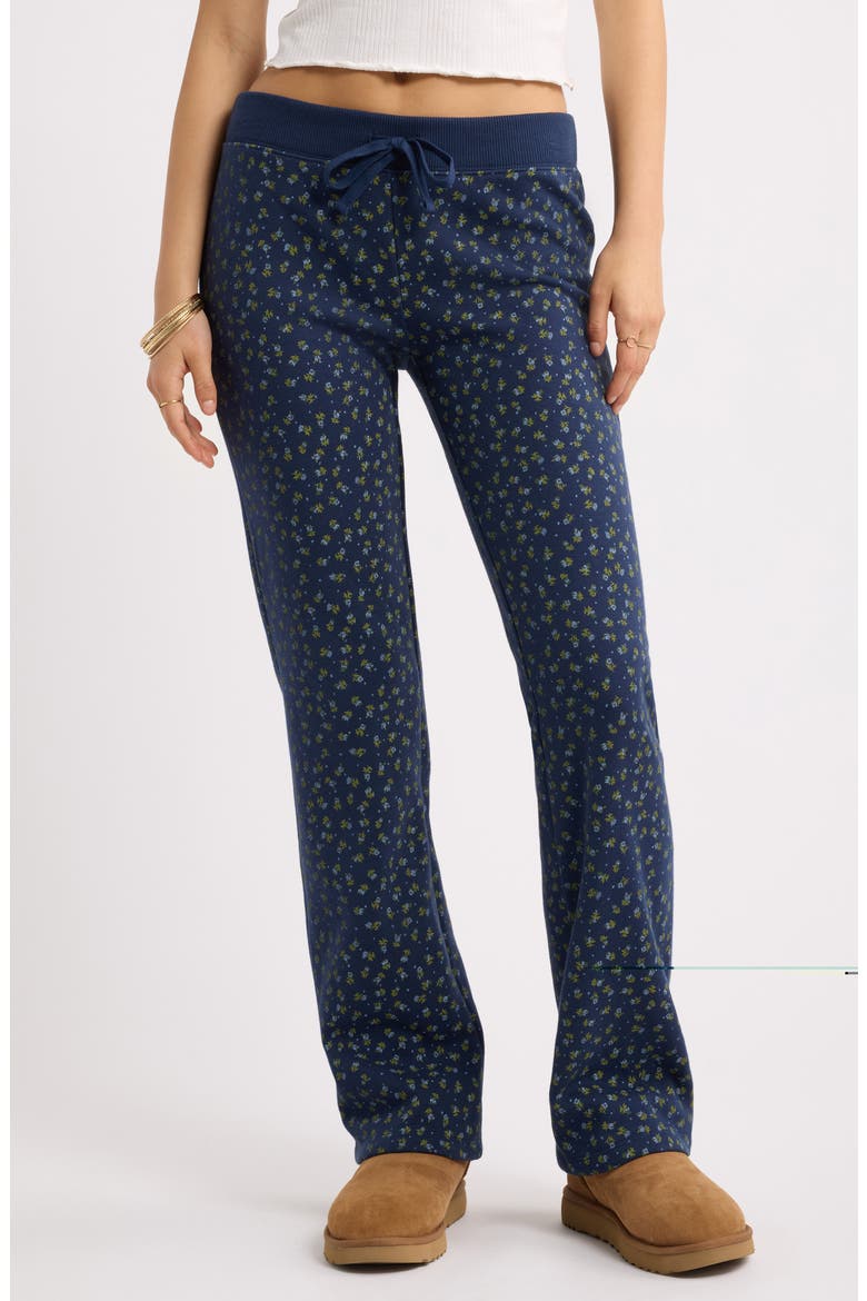 Slim Bootcut Pants, Main, color, NAVY- BLUE WILLOW ROSETTE