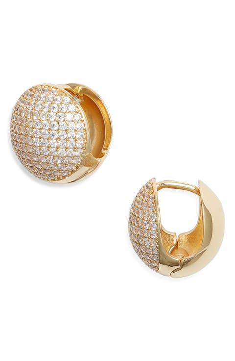 Pavé Orb Huggie Earrings