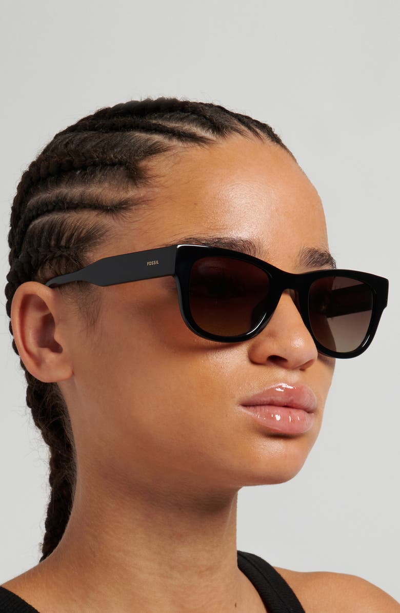 Fossil 50mm Gradient Square Sunglasses, Alternate, color, Black/ Brown Sf