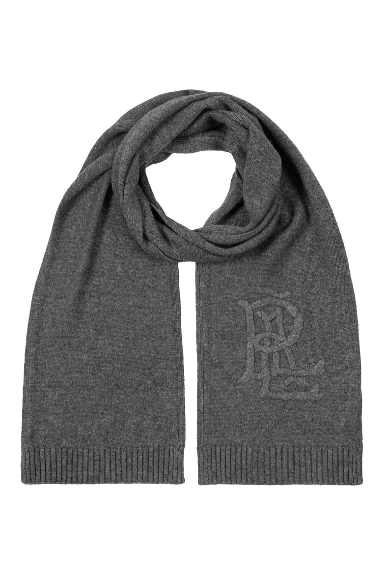 Embroidered Logo Scarf, Main, color, CHARCOAL HEATHER