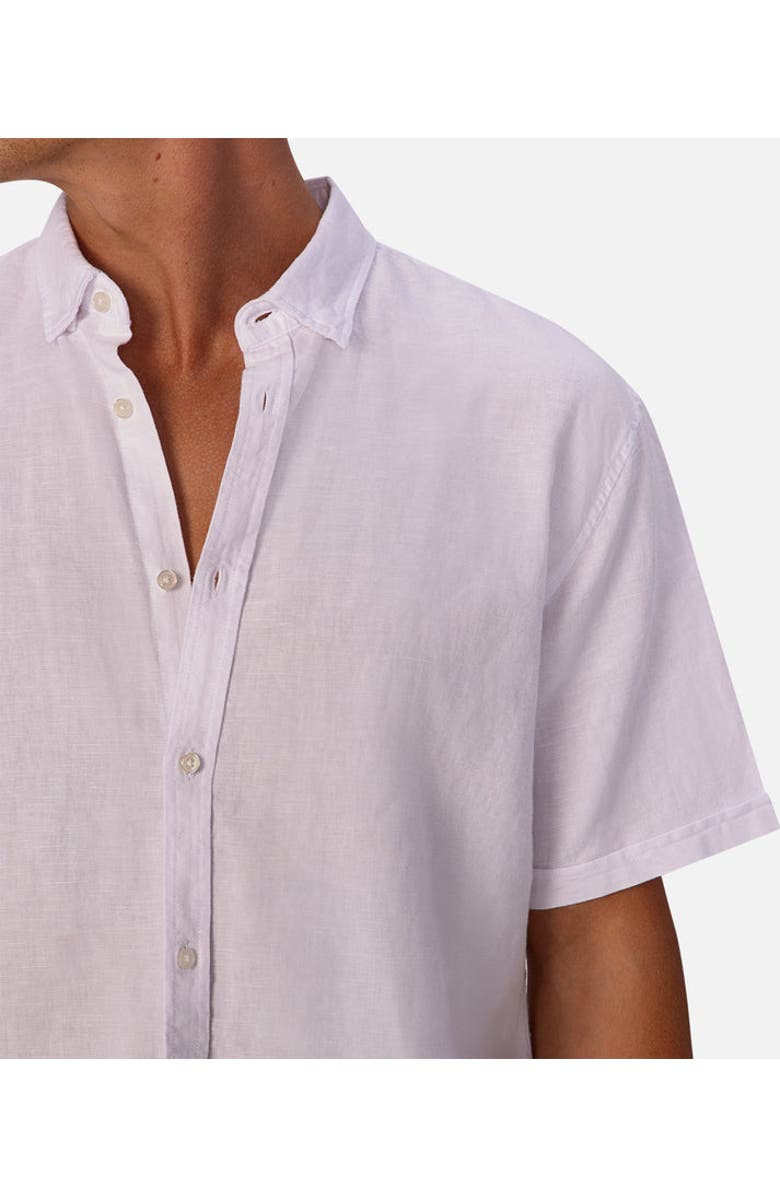 Industrie Australia The Tennyson Linen Blend Short Sleeve Shirt, Alternate, color, White