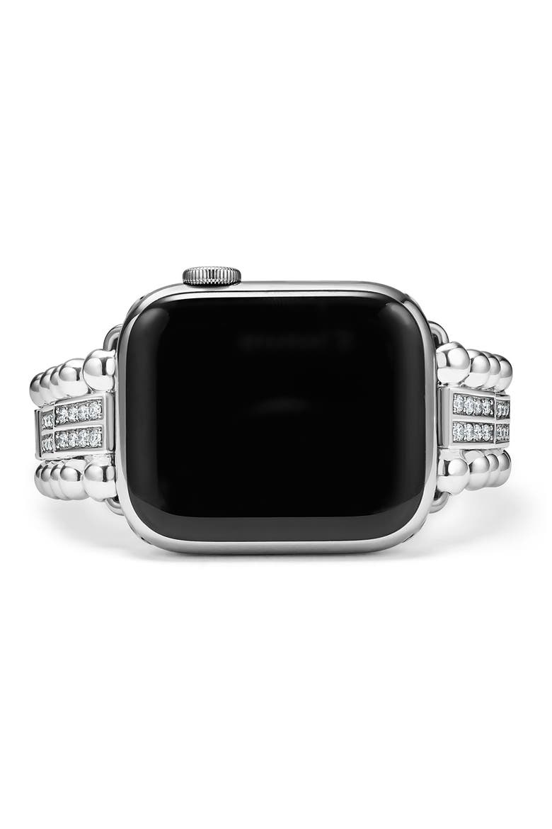 Smart Caviar Sterling Silver Diamond Apple Watch® Watchband, Alternate, color, SILVER