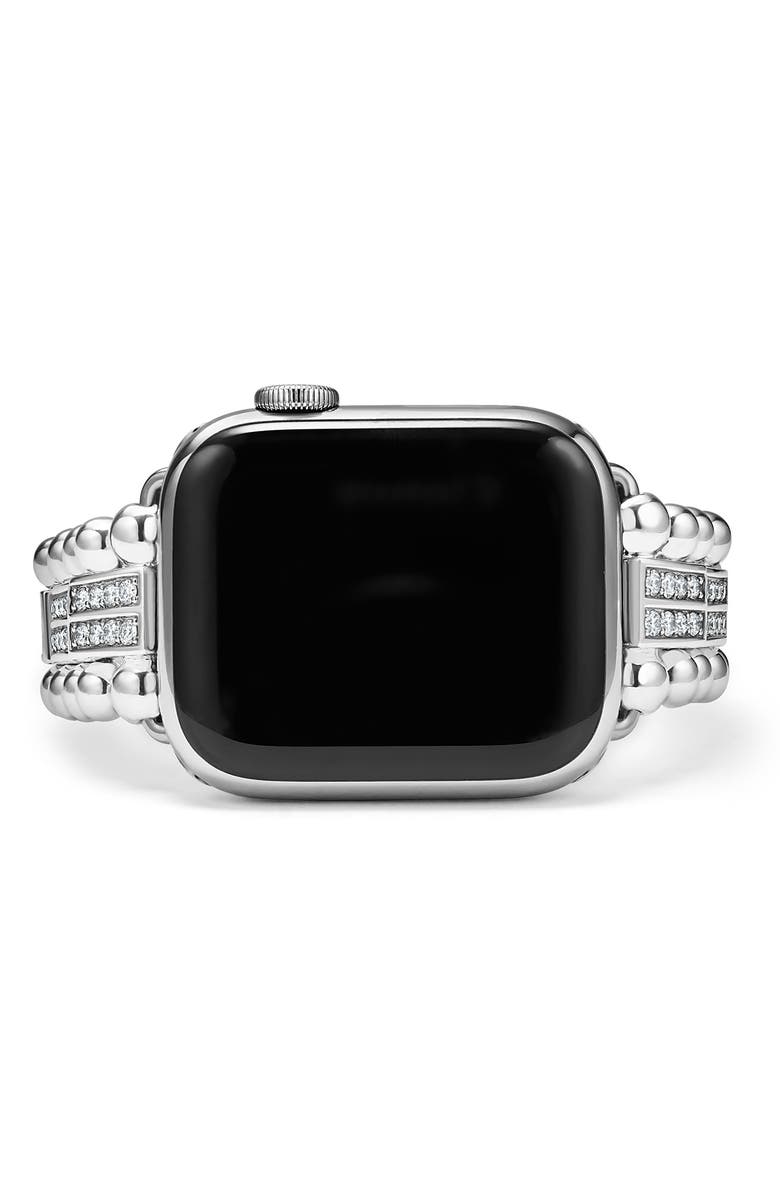 LAGOS Smart Caviar Sterling Silver Diamond Apple Watch<sup>®</sup> Watchband, Alternate, color, Silver