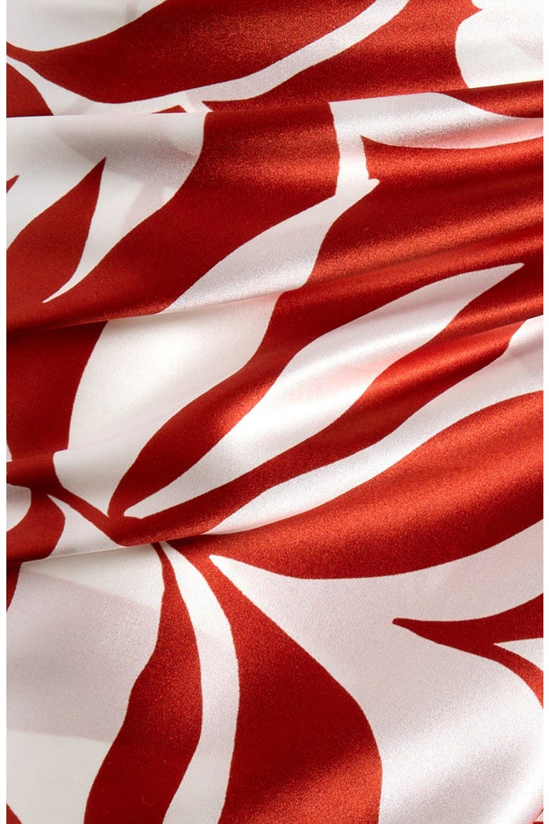 Beachwear Foam Leaf Print Silk Scarf, Alternate, color, CORAL