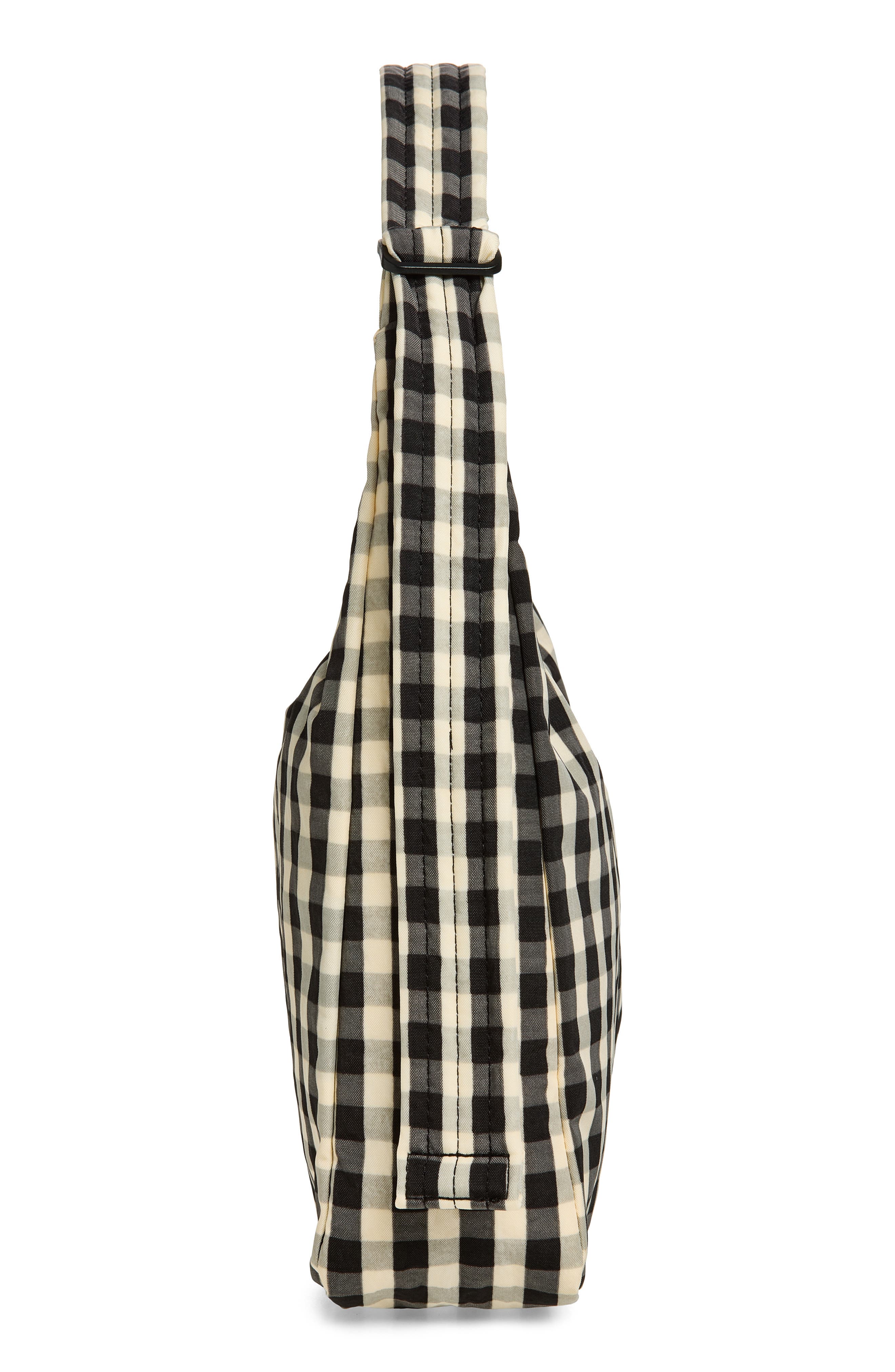 Recycled Nylon Shoulder Bag, Alternate, color, BLACK AND CREAM GINGHAM