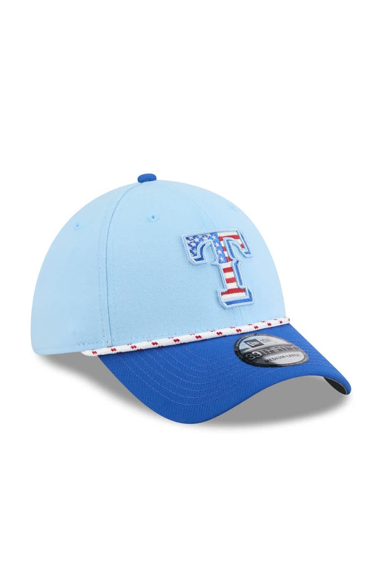New Era Men's New Era Light Blue/Royal Texas Rangers 2025 Fourth of July 39THIRTY Flex Hat, Alternate, color,