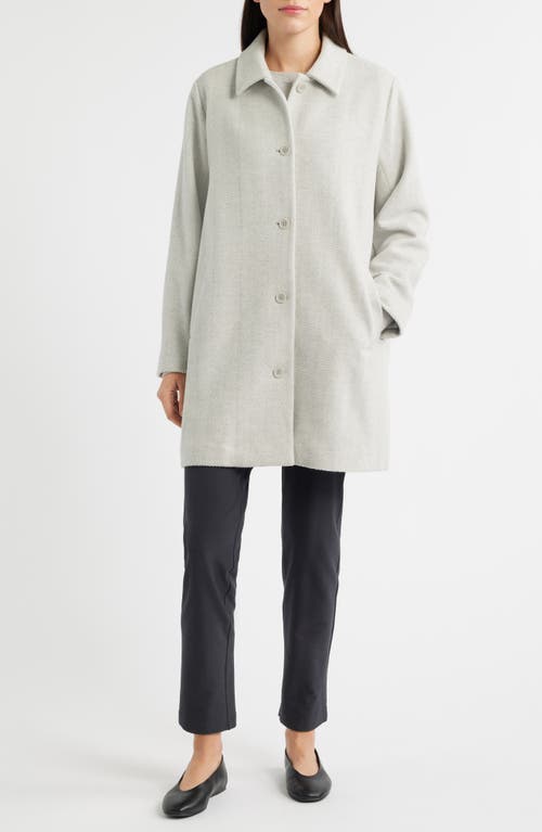 Eileen Fisher Soft Wool Herringbone Classic Collar Coat In Neutral