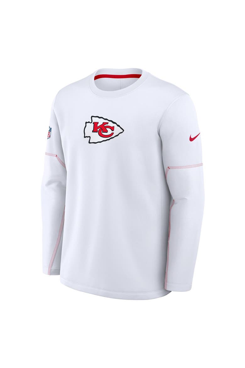 Men's Nike White Kansas City Chiefs Sideline Coaches Team Present Midweight Therma-FIT Sweatshirt, Alternate, color, White