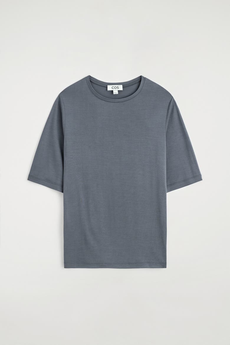 Fluid Silk T-shirt, Alternate, color, STEEL BLUE