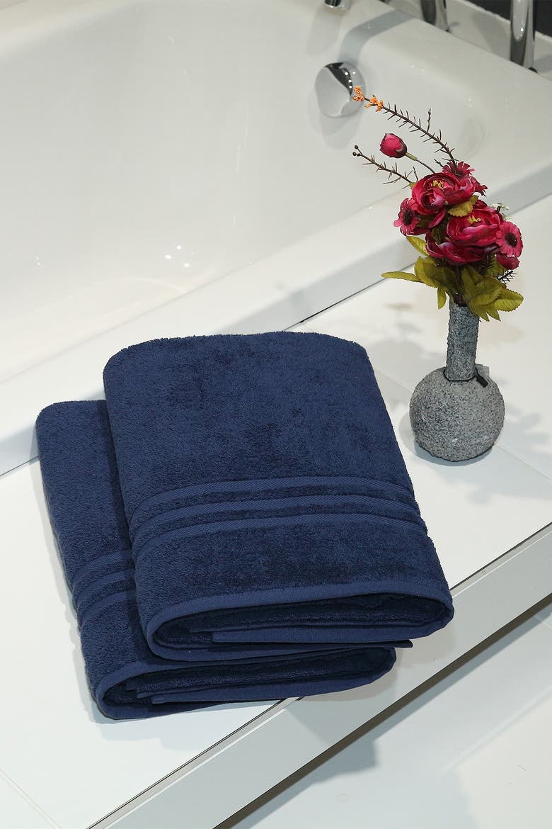 Denzi Bath Towels - Set of 2 - Twilight Blue, Alternate, color, TWILIGHT BLUE