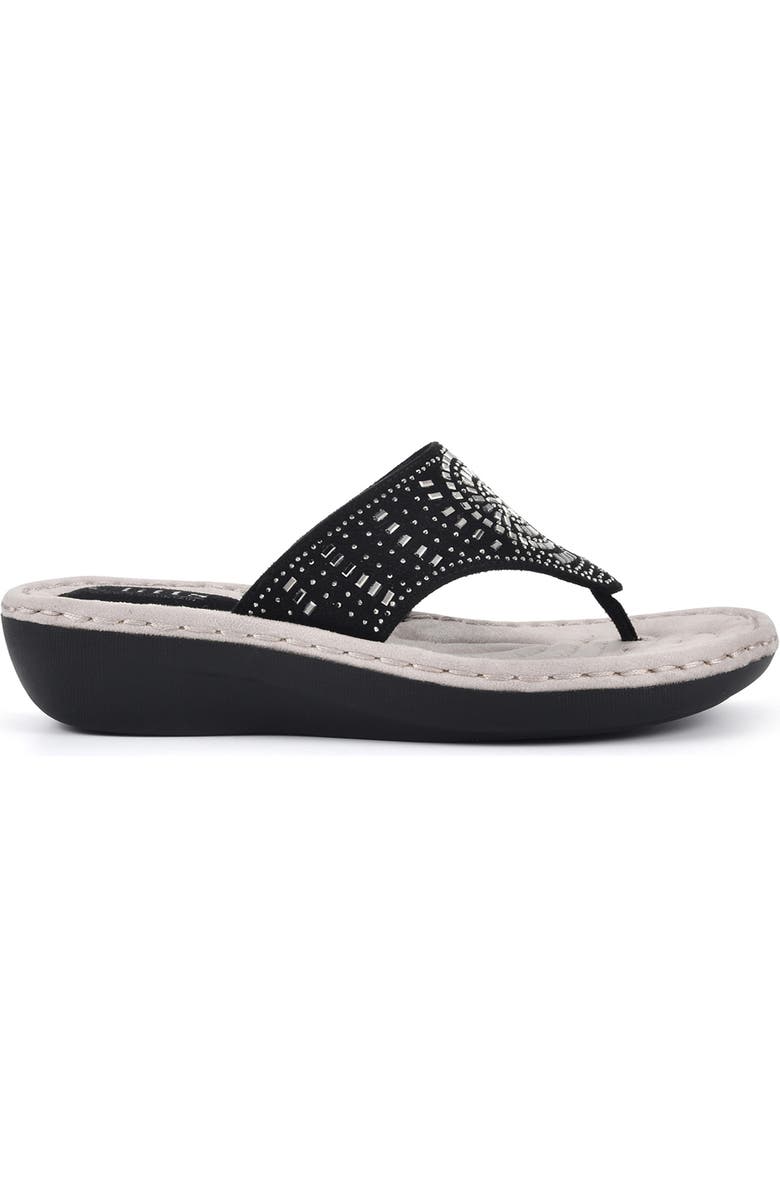 CLIFFS BY WHITE MOUNTAIN Cienna Thong Sandal - Wide Width, Alternate, color, Black Fabric