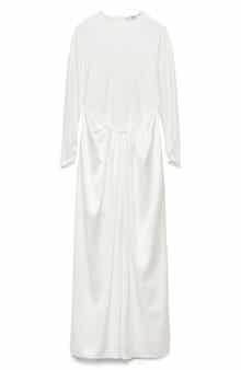 MANGO Mixed Media Long Sleeve Maxi Dress