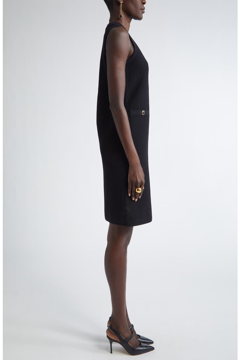 Mixed Texture Sleeveless Knit Shift Dress, Alternate, color, BLACK