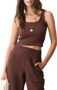 Marine Layer Coralina Smocked Crop Tank