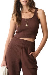 Marine Layer Coralina Smocked Crop Tank