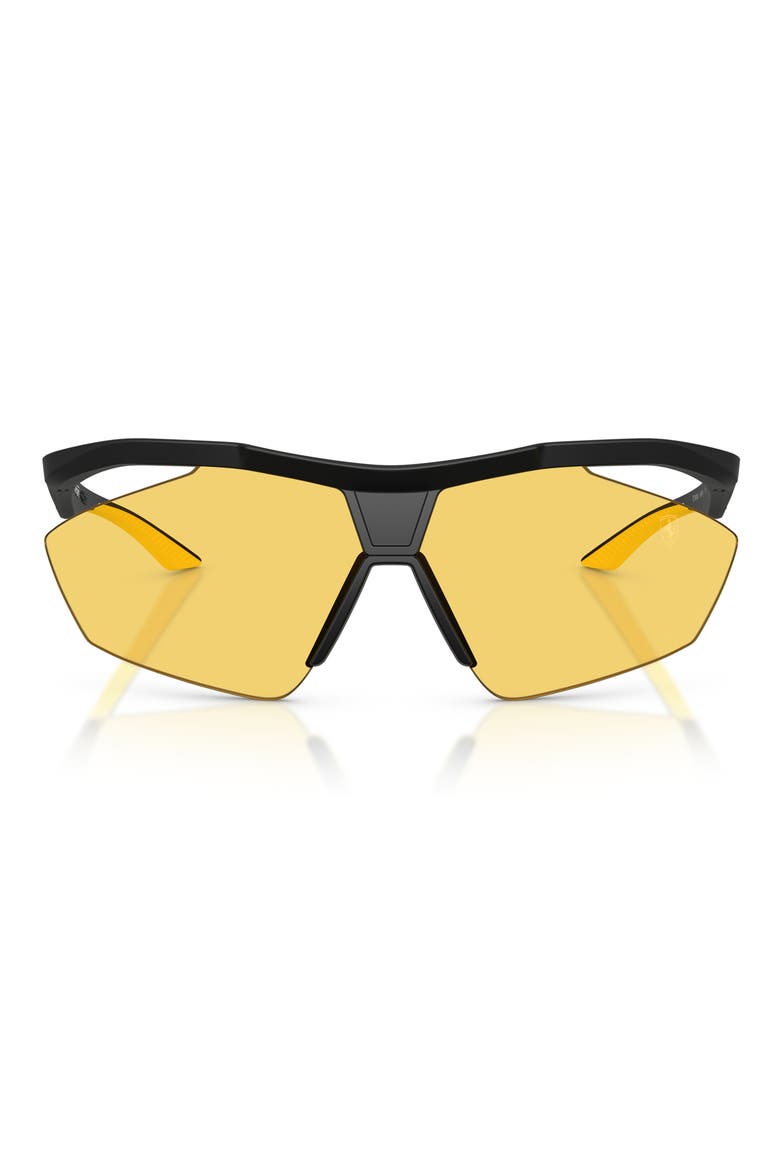 81mm Semi Rimless Irregular Sunglasses, Main, color, BLACK MATTE / YELLOW SOLID