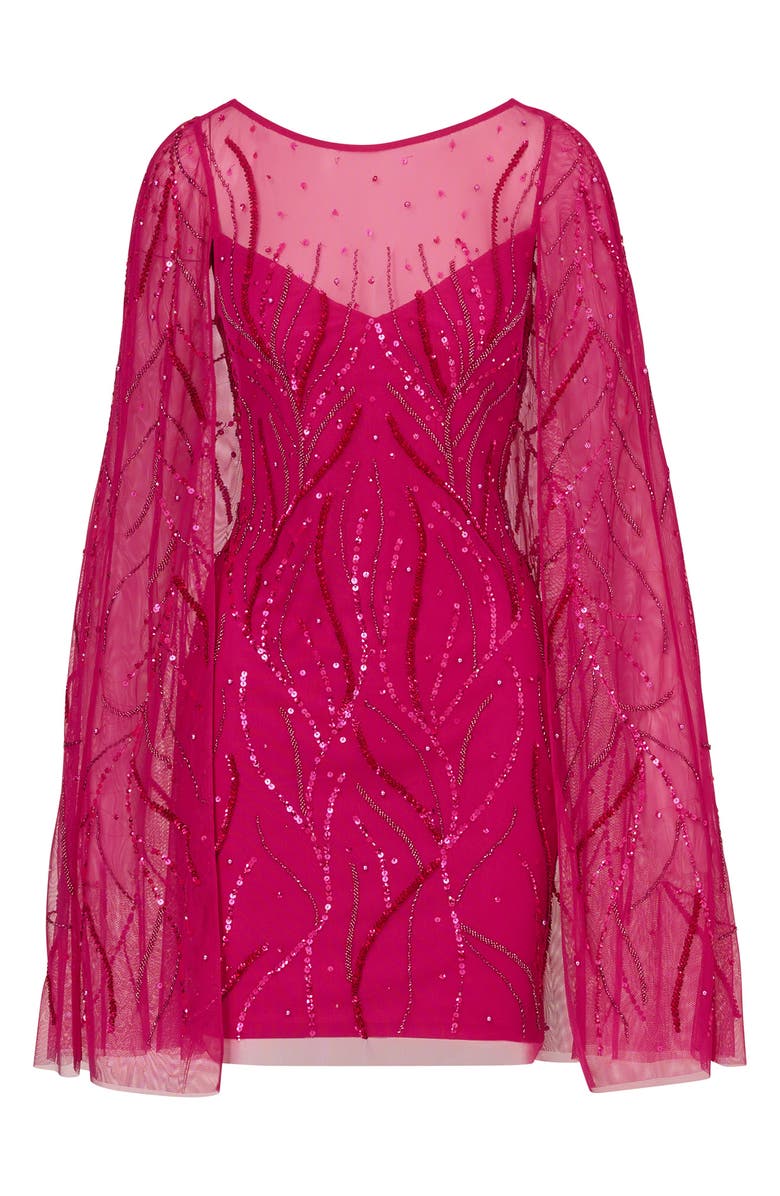 Adrianna Papell Beaded Cape Sleeve Cocktail Dress, Alternate, color,