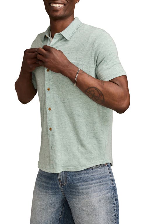 Lucky Brand Short Sleeve Marled Linen Button-up Shirt