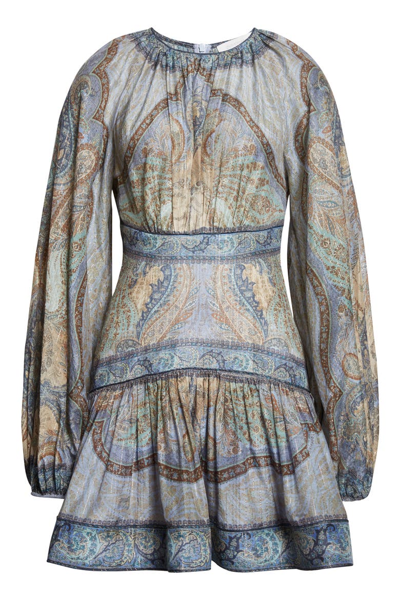 Wanderlust Long Sleeve Fit & Flare Minidress, Alternate, color, TAPESTRY BLUE MULTI