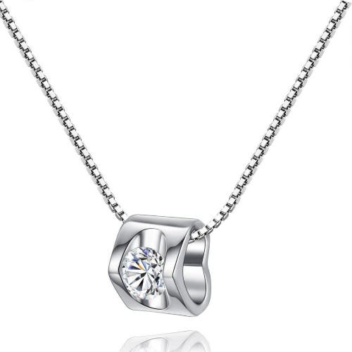 Hollywood Sensation White Gold Cubic Zirconia Heart Pendant Necklace In Silver