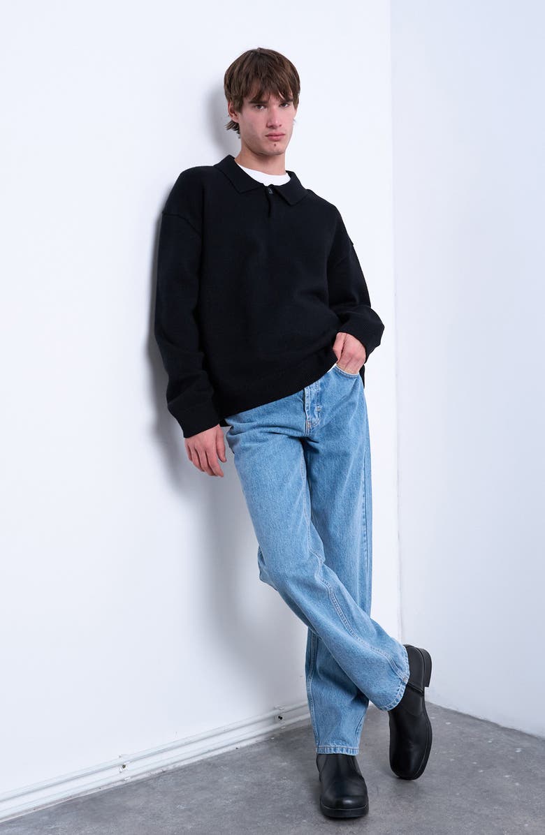 Topman Smart Polo Sweater, Alternate, color, Black