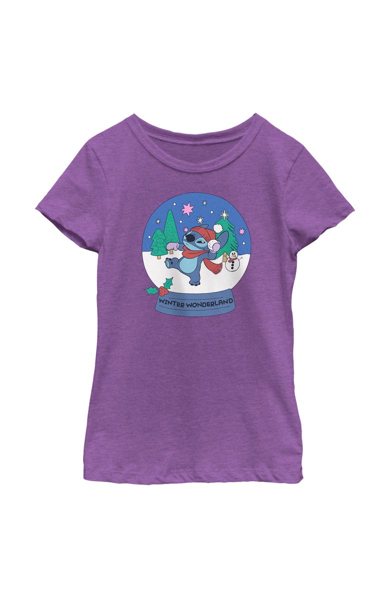 Lilo & Stitch Girl's Lilo & Stitch Winter Wonderland Stitch  Graphic T-Shirt, Main, color, Purple Berry