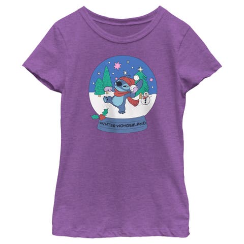 Girl's Lilo & Stitch Winter Wonderland Stitch  Graphic T-Shirt