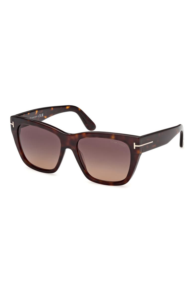 Flynn 55mm Gradient Butterfly Sunglasses, Alternate, color, SHINY CLASSIC DARK HAVANA /T/ LOGO / GRADIENT PLUM TO SAND LENS