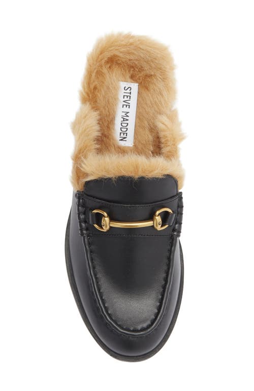 Steve Madden Milah Horsebit Faux Fur Lined Mule In Black