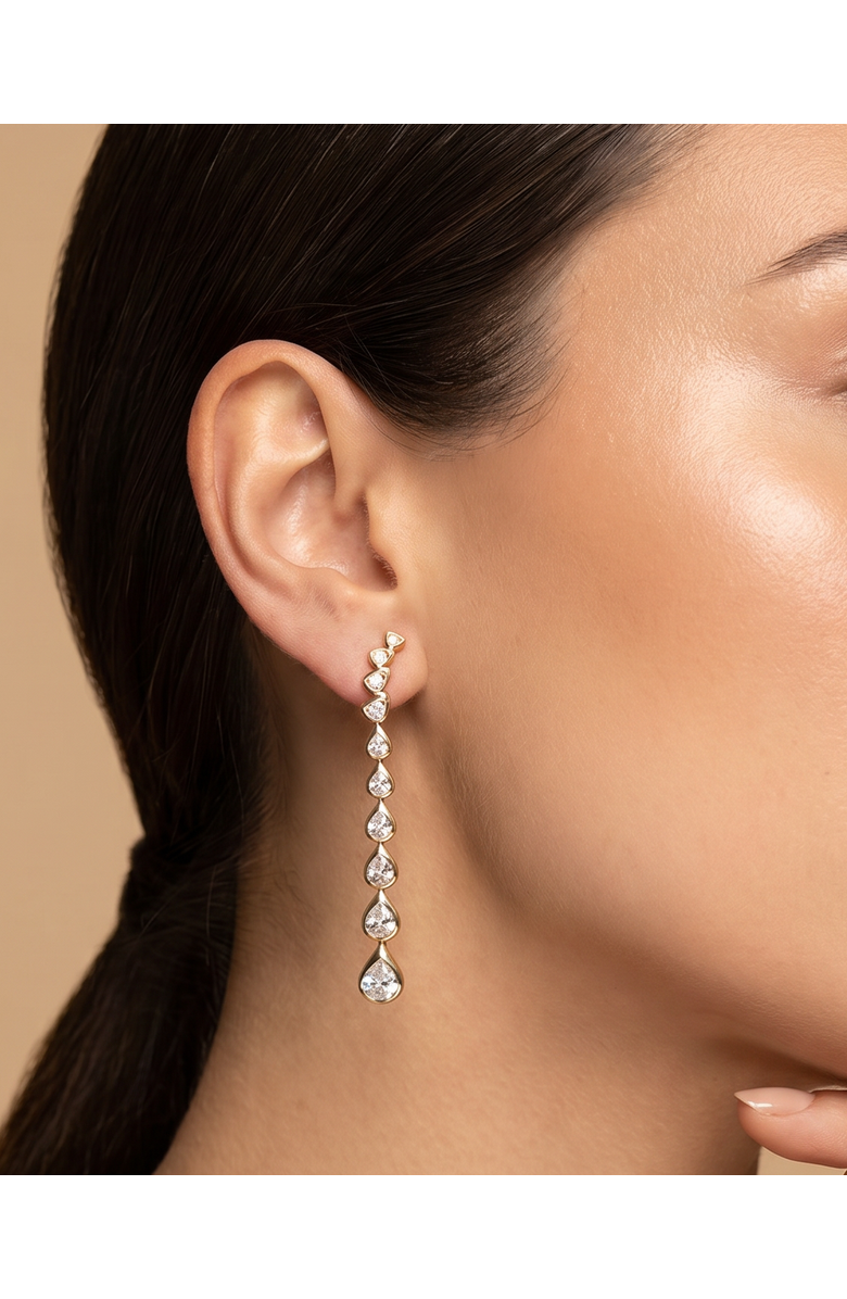 BY ADINA EDEN CZ Pear Bezel Curved Drop Stud Earring, Alternate, color, Gold