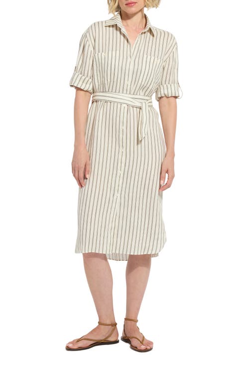 Juniper Stripe Belted Linen Shirtdress
